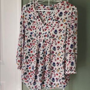 Flowery blue pink and yellow flowery top